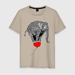 Мужская футболка Слон зебра на воздушном шаре