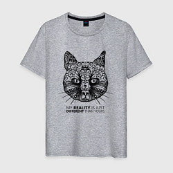 Мужская футболка Кот в стиле Мандала Mandala Cat