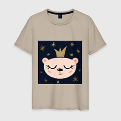 Мужская футболка Портрет мимимишного белого медвежонка в короне на