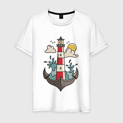 Мужская футболка Маяк Якорь Lighthouse Anchor