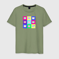 Мужская футболка Разноцветные коты коллаж