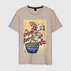 Мужская футболка Blooming Azalea in Blue Pot Цветущая азалия