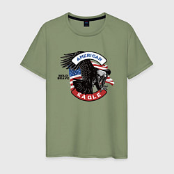 Футболка хлопковая мужская Американский орел USA, цвет: авокадо