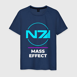 Мужская футболка Символ Mass Effect в неоновых цветах