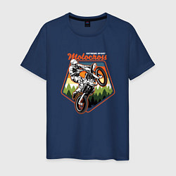 Футболка хлопковая мужская Motocross - Мотокросс, цвет: тёмно-синий
