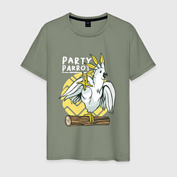 Мужская футболка Попугай тусовщик Party Parrot