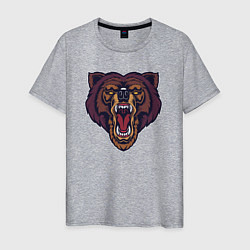 Футболка хлопковая мужская Медведь - Х1, цвет: меланж