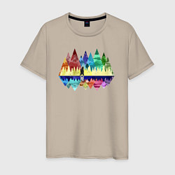 Мужская футболка Медведь и разноцветные горы