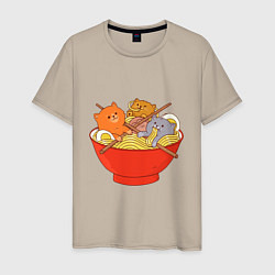 Мужская футболка THREE CATS EATING NOODLES