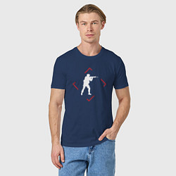 Футболка хлопковая мужская Символ Counter Strike в красном ромбе, цвет: тёмно-синий — фото 2