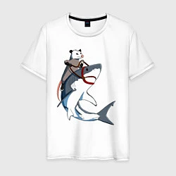 Мужская футболка Опоссум верхом на акуле
