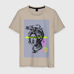 Мужская футболка Медуза Горгона с японскими иероглифами