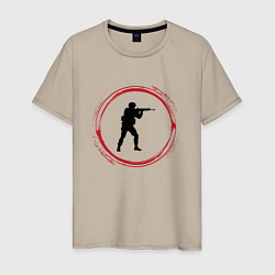 Мужская футболка Символ Counter Strike и красная краска вокруг