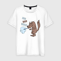 Мужская футболка Большой злой волк из сказки Три Поросенка