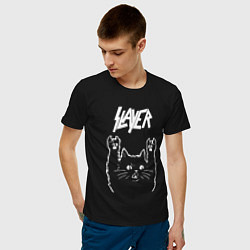 Футболка хлопковая мужская Slayer Рок кот, цвет: черный — фото 2