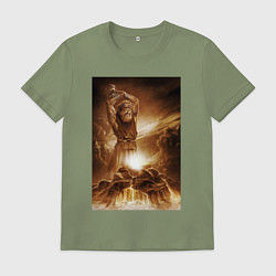 Футболка хлопковая мужская Сварог - Кузнец, цвет: авокадо