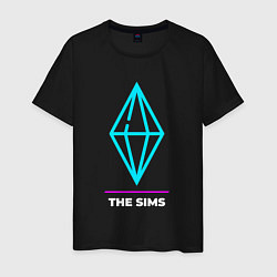 Мужская футболка Символ The Sims в неоновых цветах