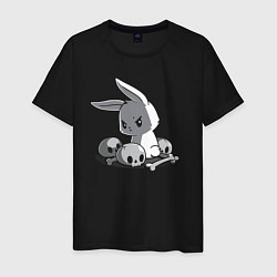 Футболка хлопковая мужская Кролик среди черепов A rabbit among skulls, цвет: черный
