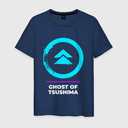 Мужская футболка Символ Ghost of Tsushima в неоновых цветах