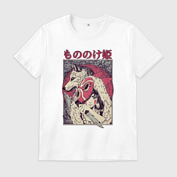 Футболка хлопковая мужская ПРИНЦЕССА МОНОНОКЕPRINCESS MONONOKE, цвет: белый