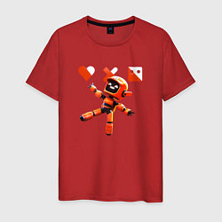 Футболка хлопковая мужская Love death and robots оранжевый робот, цвет: красный