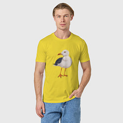 Футболка хлопковая мужская Белая чайка, цвет: желтый — фото 2