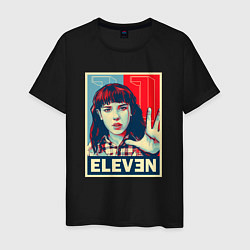 Футболка хлопковая мужская Stranger Things Eleven, цвет: черный