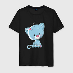 Мужская футболка Синий плюшевый котик