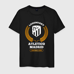 Футболка хлопковая мужская Лого Atletico Madrid и надпись Legendary Football, цвет: черный