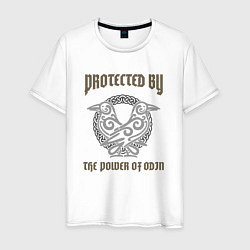 Футболка хлопковая мужская Protected by the power of Odin, цвет: белый