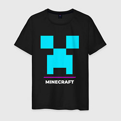 Мужская футболка Символ Minecraft в неоновых цветах