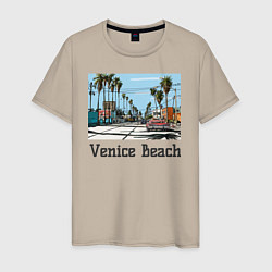 Футболка хлопковая мужская Los Angeles Venis Beach, цвет: миндальный