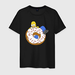 Мужская футболка Большой пончик с глазурью принт Гомер