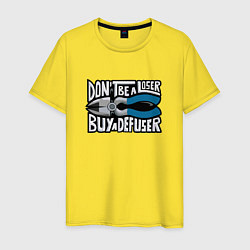 Футболка хлопковая мужская Dont Be A Loser, Buy A Defuser, цвет: желтый
