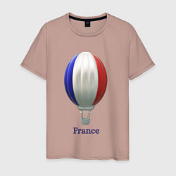 Футболка хлопковая мужская 3d aerostat French flag, цвет: пыльно-розовый