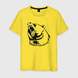 Футболка хлопковая мужская Медведь арт чб, цвет: желтый