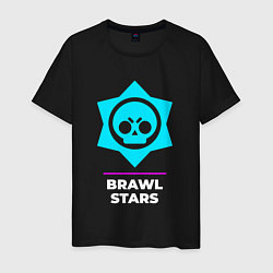 Мужская футболка Символ Brawl Stars в неоновых цветах