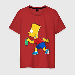 Футболка хлопковая мужская Барт Симпсон принт, цвет: красный