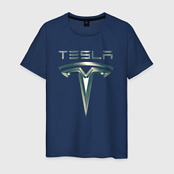 Мужская футболка Tesla Logo Тесла Логотип Карбон