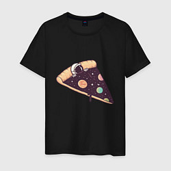 Футболка хлопковая мужская Space - Pizza, цвет: черный