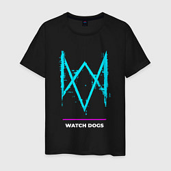 Мужская футболка Символ Watch Dogs в неоновых цветах