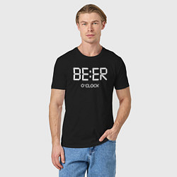Футболка хлопковая мужская Beer oclock Пивной час, цвет: черный — фото 2