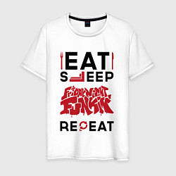 Мужская футболка Надпись: Eat Sleep Friday Night Funkin Repeat
