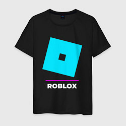 Футболка хлопковая мужская Символ Roblox в неоновых цветах, цвет: черный