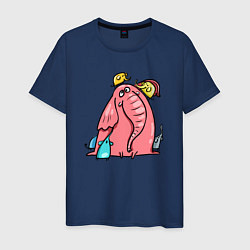 Мужская футболка Розовая слоника со слонятами