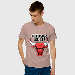 Футболка хлопковая мужская Chicago Bulls цвета пыльно-розовый — фото 2