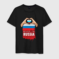 Футболка хлопковая мужская Люблю Россию, цвет: черный