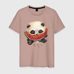 Мужская футболка Маленький панда ест арбуз