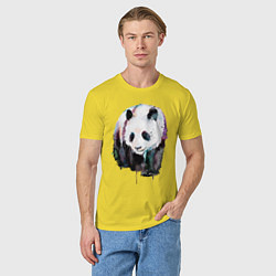 Футболка хлопковая мужская Панда - акварель, цвет: желтый — фото 2