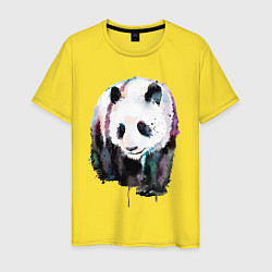Футболка хлопковая мужская Панда - акварель, цвет: желтый